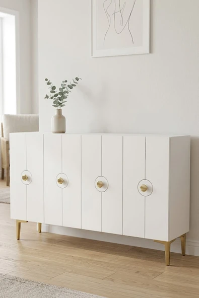 KA1235BG ENLEM Konsol ve Tv Sehpası Beyaz-Gold 120cm ürün görseli 1