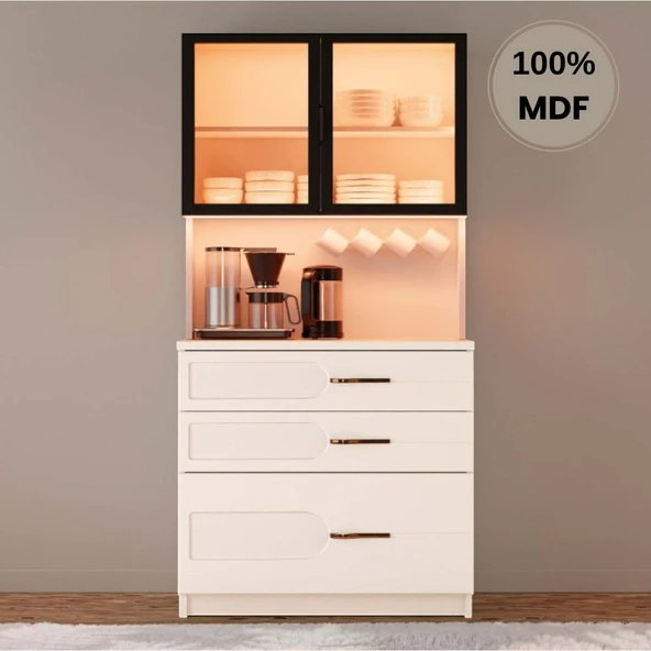 Comiet Açelya Mdf Kahve Köşesi Dolabı Çekmeceli Işıklı ürün görseli 1
