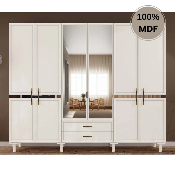 Comiet Kardelen 6  Kapak Mdf Ayaklı Tasarım Gardırop ürün görseli 1