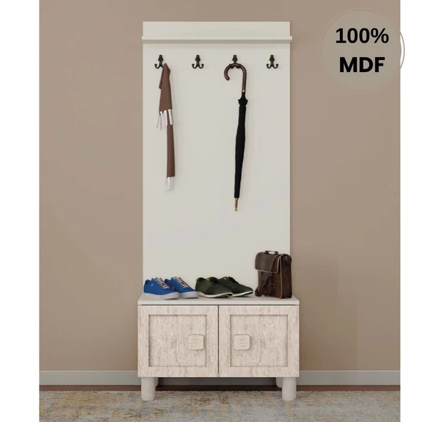 Comiet Nilüfer Mdf Ayaklı Tasarım Askılıklı Portmanto Ayakkabılık ürün görseli 1