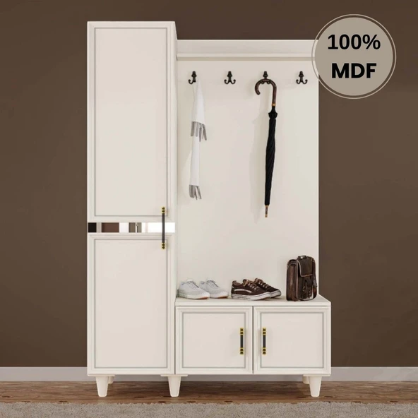 Comiet Kardelen Mdf Raflı Askılıklı Ayaklı tasarım Portmanto Ayakkabılık ürün görseli 1