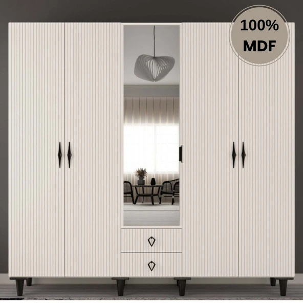 Comiet Lale 5  Kapak Mdf Ayaklı Tasarım Gardırop ürün görseli 1