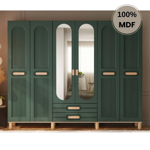 Comiet Begonya 6 Kapak Mdf Ayaklı Tasarım Gardırop ürün görseli 1