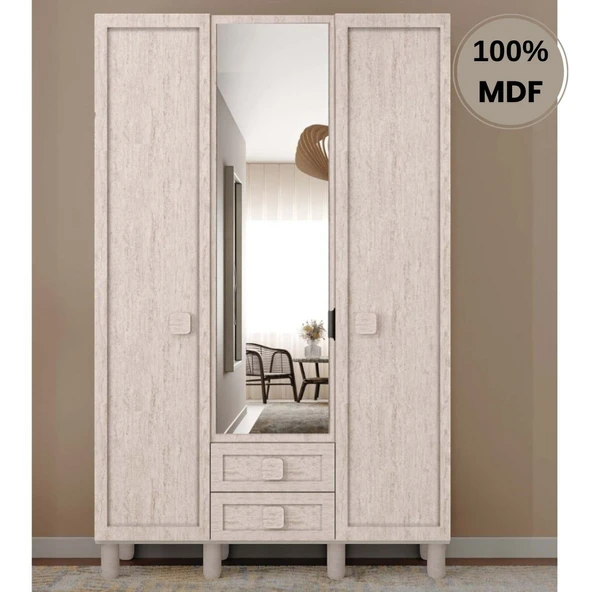 Comiet Nilüfer 3 Kapak Mdf Ayaklı Tasarım Gardırop ürün görseli 1