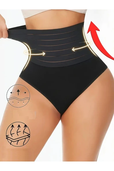 MİSTİRİK Flerna Model Yüksek Sıkılaştırıcı Ve Toparlayıcı String Külot Korse Siyah Renk02 ürün görseli 1