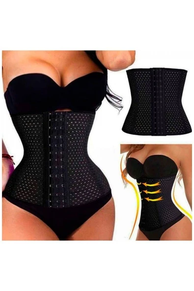 MİSTİRİK Ulyana Model Sporcu Latex Korse İnceltici Ve Toparlayıcı Latex Korse Siyah Renk ürün görseli 1