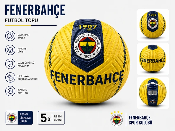 Fenerbahçe Lisanslı Futbol Topu No:5 430GR Maç Topu ürün görseli 1