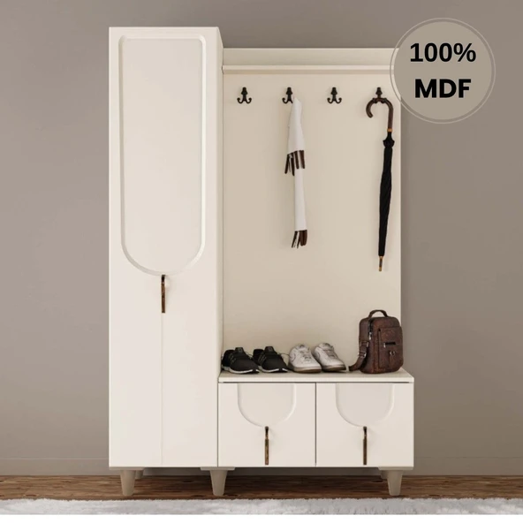 Comiet Açelya Mdf Raflı Askılıklı Ayaklı tasarım Portmanto Ayakkabılık ürün görseli 1