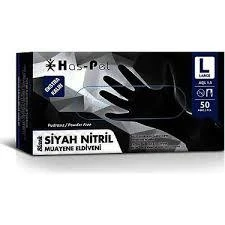 HASPET SİYAH NİTRİL ELDİVEN L BEDEN  50 ADET ürün görseli 1