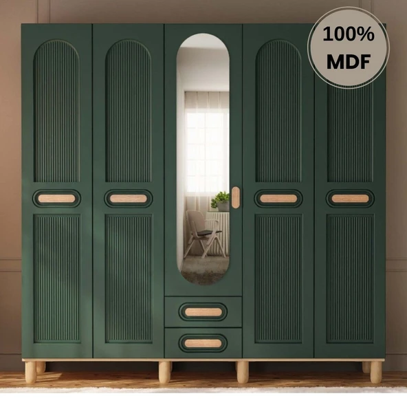 Comiet Begonya 5 Kapak Mdf Ayaklı Tasarım Gardırop ürün görseli 1