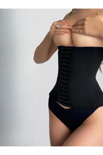 MİSTİRİK Tvigoso Model 4 Aşamalı Askısız Latex Göbek Sıkılaştırıcı Ve Inceltici Korse Siyah Renk ürün görseli 1