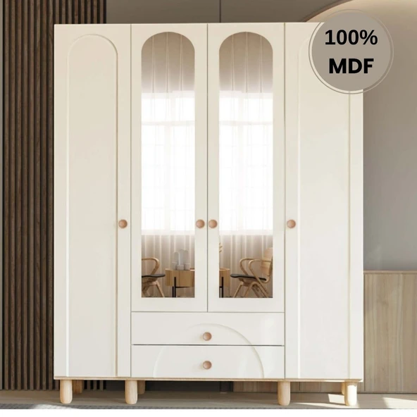 Comiet Papatya 4  Kapak Mdf Ayaklı Tasarım Gardırop ürün görseli 1