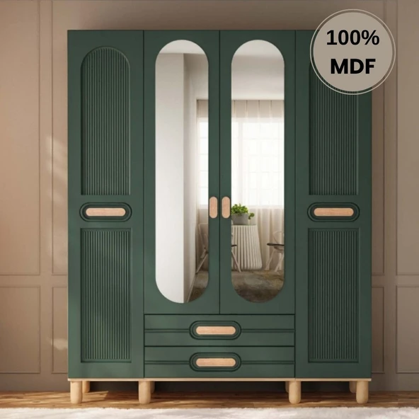 Comiet Begonya 4 Kapak Mdf Ayaklı Tasarım Gardırop ürün görseli 1