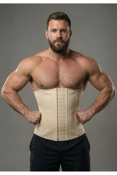 MİSTİRİK Tvigoso Model Sırt Destekleyici Bel Ve Karın Düzenleyici 4 Kancalı Spor Latex Korse Ten Renk ürün görseli 1