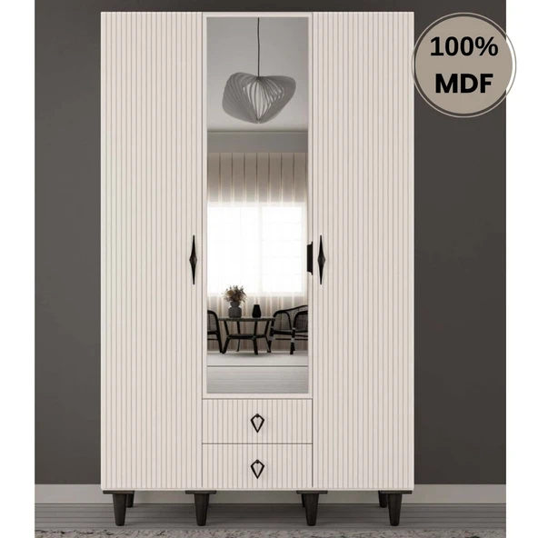 Comiet Lale 3  Kapak Mdf Ayaklı Tasarım Gardırop ürün görseli 1