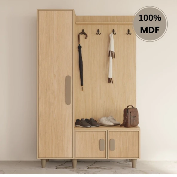 Comiet Karanfil Mdf Raflı Askılıklı Ayaklı tasarım Portmanto Ayakkabılık ürün görseli 1