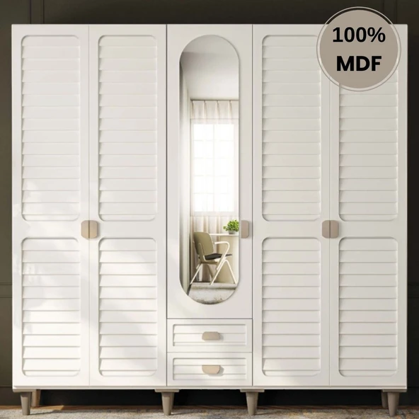 Comiet Lavanta 5  Kapak Mdf Ayaklı Tasarım Gardırop ürün görseli 1