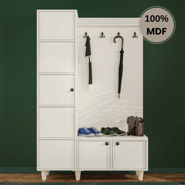 Comiet Zambak Mdf Raflı Askılıklı Ayaklı tasarım Portmanto Ayakkabılık ürün görseli 1