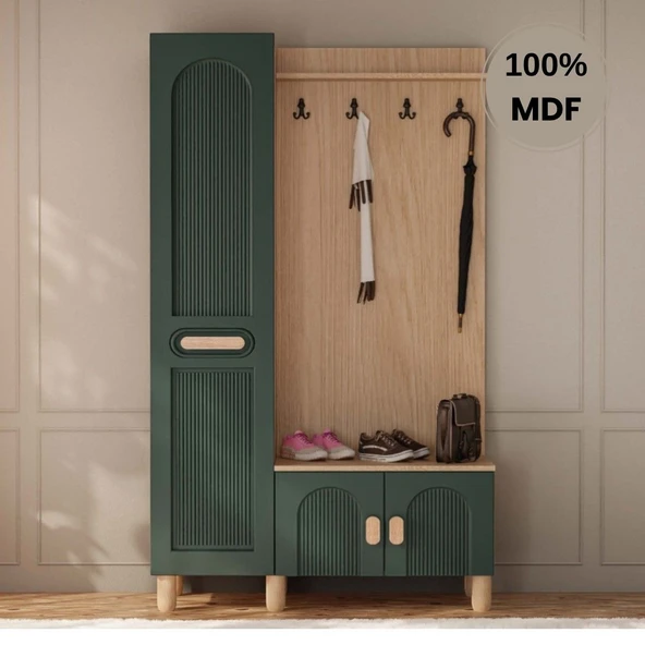 Comiet Begonya Mdf Raflı Askılıklı Ayaklı tasarım Portmanto Ayakkabılık ürün görseli 1