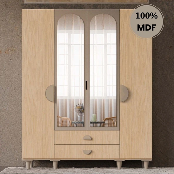 Comiet Ladin 4 Kapak Mdf Ayaklı Tasarım Gardırop ürün görseli 1