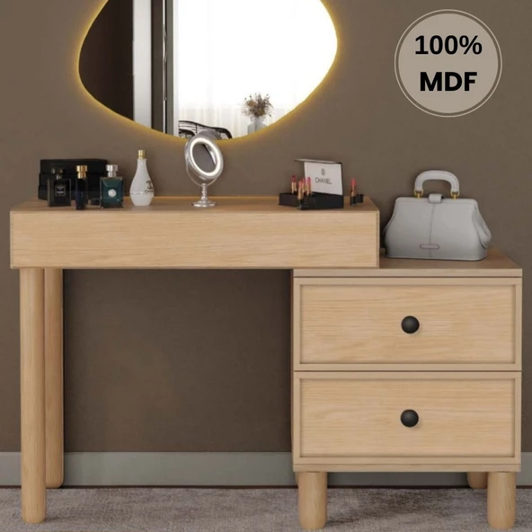 Comiet Meşe Mdf Makyaj Masası (Ledli Ayna Dahildir) ürün görseli 1