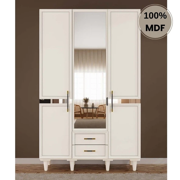 Comiet Kardelen 3  Kapak Mdf Ayaklı Tasarım Gardırop ürün görseli 1