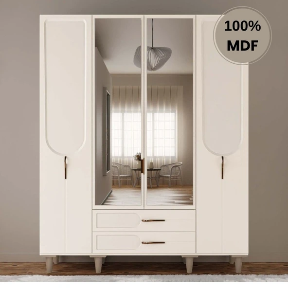 Comiet Açelya 4 Kapak Mdf Ayaklı Tasarım Gardırop ürün görseli 1