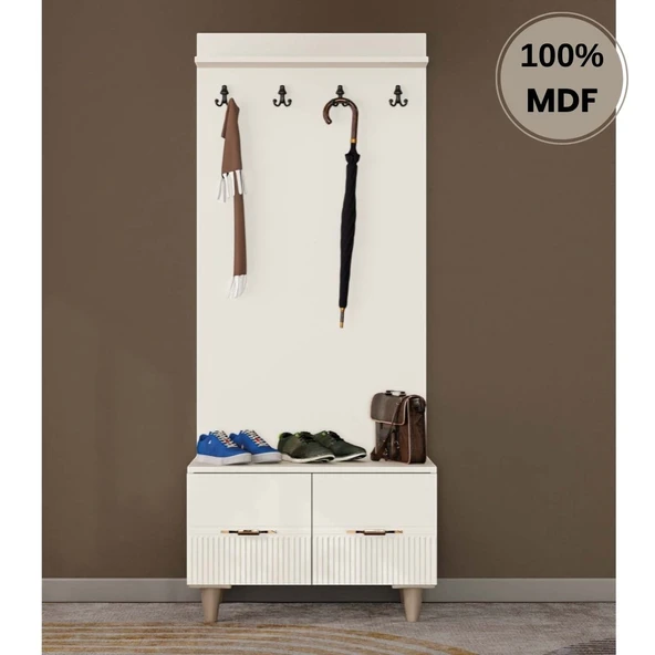 Comiet Menekşe  Mdf Ayaklı Tasarım Askılıklı Portmanto Ayakkabılık ürün görseli 1