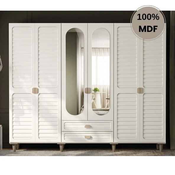 Comiet Lavanta 6  Kapak Mdf Ayaklı Tasarım Gardırop ürün görseli 1