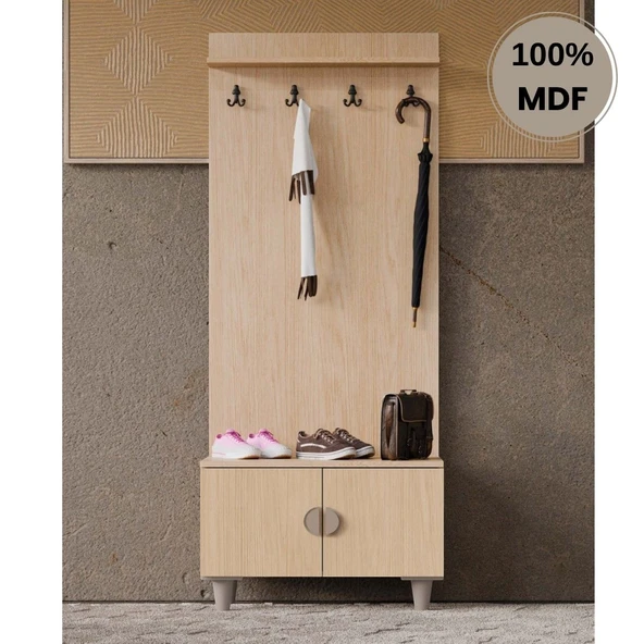 Comiet Ladin  Mdf Ayaklı Tasarım Askılıklı Portmanto Ayakkabılık ürün görseli 1