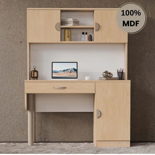 Comiet Ladin Mdf Kitaplıklı Dolaplı  Çalışma Masası ürün görseli 1