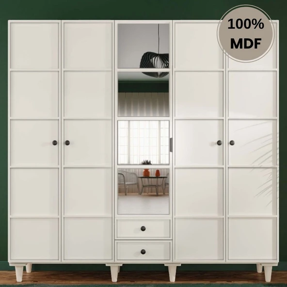 Comiet Zambak 5  Kapak Mdf Ayaklı Tasarım Gardırop ürün görseli 1