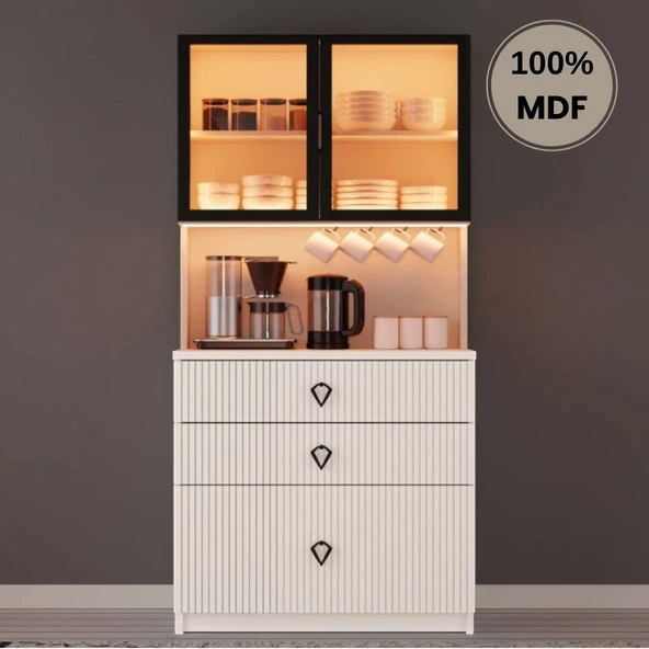 Comiet Lale Mdf Kahve Köşesi Dolabı Çekmeceli Işıklı ürün görseli 1