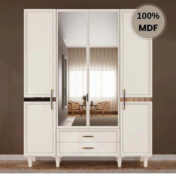Comiet Kardelen 4  Kapak Mdf Ayaklı Tasarım Gardırop ürün görseli 1