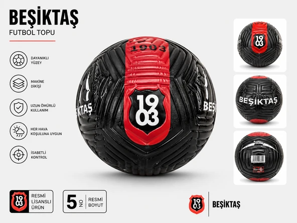 Beşiktaş Lisanslı Futbol Topu No:5 430GR Maç Topu ürün görseli 1