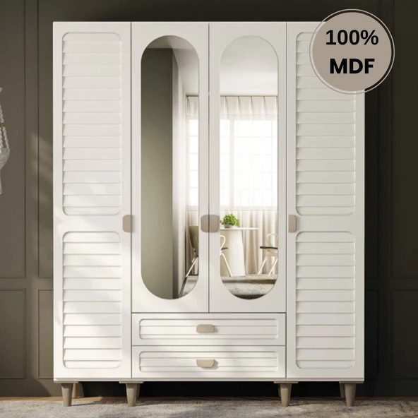 Comiet Lavanta 4  Kapak Mdf Ayaklı Tasarım Gardırop ürün görseli 1