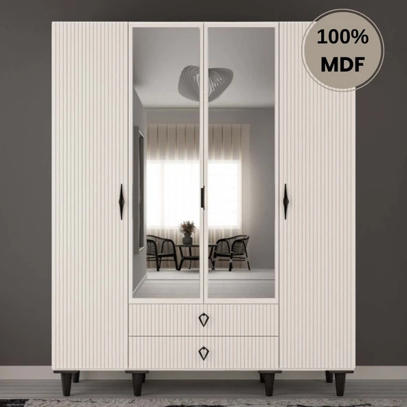 Comiet Lale 4  Kapak Mdf Ayaklı Tasarım Gardırop ürün görseli 1