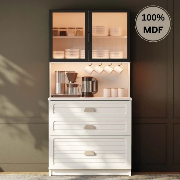 Comiet Lavanta Mdf Kahve Köşesi Dolabı Çekmeceli Işıklı ürün görseli 1