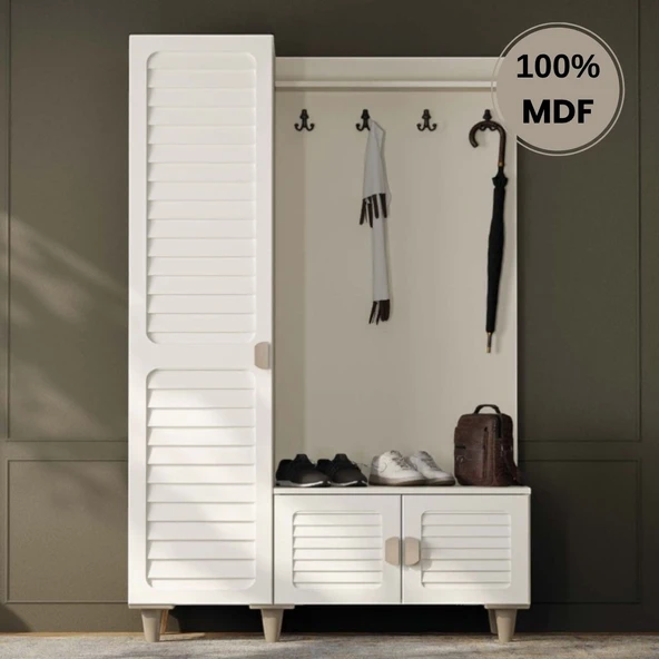 Comiet Lavanta Mdf Raflı Askılıklı Ayaklı tasarım Portmanto Ayakkabılık ürün görseli 1