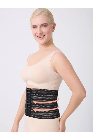 MİSTİRİK Norma Uzun Model Desenli Hava Alabilen Beli Toparlayan Sıkılaştıran Lateks Korse Siyah Renk ürün görseli 1
