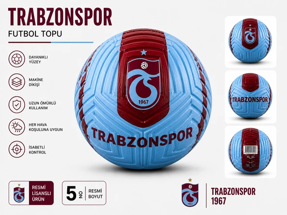 Trabzonspor Lisanslı Futbol Topu No:5 430GR Maç Topu ürün görseli 1