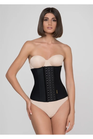 MİSTİRİK Tvigoso Model 4 Agraflı Kopçalı Sıkılaştırıcı 3 Bölge Etkili Toparlayan Askısız Latex Siyah Renk ürün görseli 1