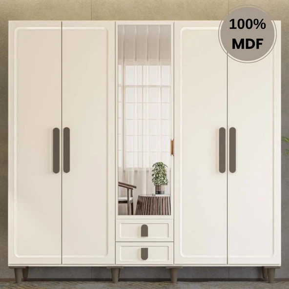 Comiet Manolya 5  Kapak Mdf Ayaklı Tasarım Gardırop ürün görseli 1