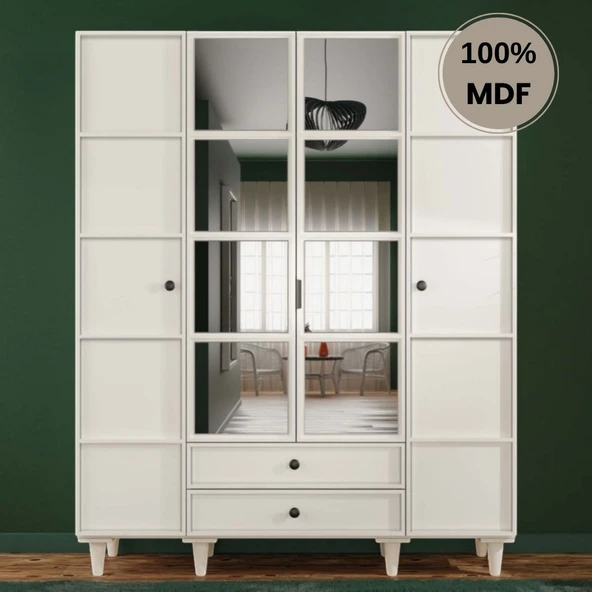 Comiet Zambak 4  Kapak Mdf Ayaklı Tasarım Gardırop ürün görseli 1