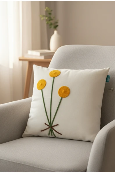 Rolivs Bloom Dekoratif Kırlent 47x47 cm Fermuarlı Yıkanabilir (2621) ürün görseli 1