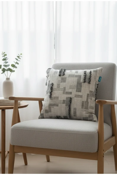 Rolivs Taş Gri Dekoratif Kırlent 47x47 cm Fermuarlı Yıkanabilir (2107) ürün görseli 1