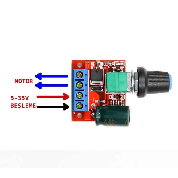 5A 35V Mini DC Motor Hız Kontrol Devresi - Resim 3