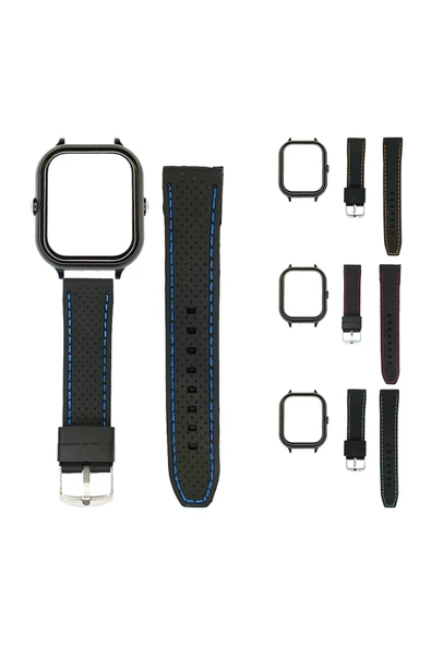 Wiky Watch 4S Uyumlu Değiştirilebilir Akıllı Çocuk Saati Kasa-Kordon Seti Mavi Dikiş Detaylı ürün görseli 1