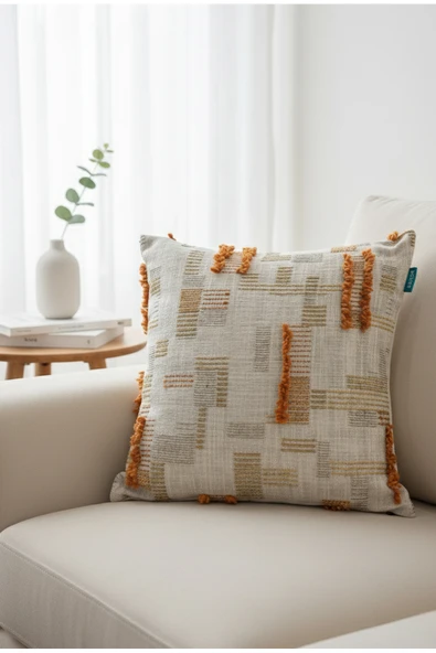 Rolivs Yanık Kehribar Dekoratif Kırlent 47x47 cm Fermuarlı Yıkanabilir (2104) ürün görseli 1