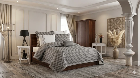 ELEGANT 7 PARÇA PİKE YATAK ÖRTÜSÜ SETİ GRİ ürün görseli 1